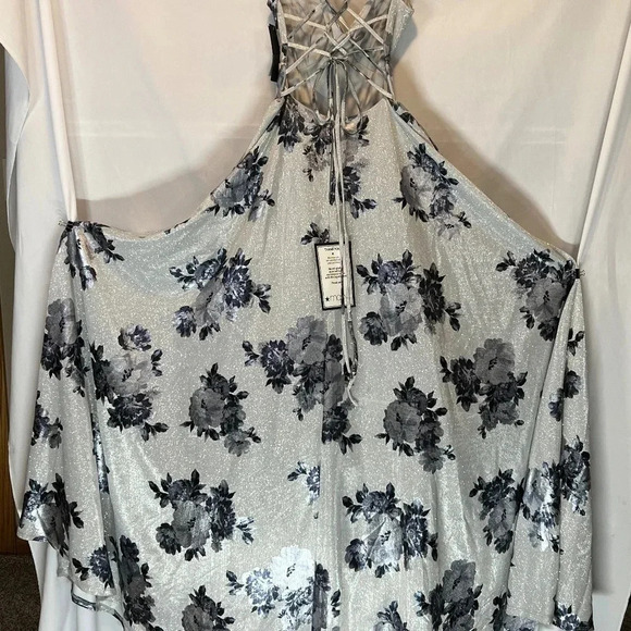 City Studios Juniors Lace-Up Floral Glitter Silver Charcoal Ball Gown size 0 & 1 - Picture 9 of 15